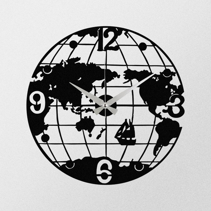 Wallity Reloj de Pared Decorativo de Metal S018 Negro 48x48cm Elegante y Moderno para Salón, Dormitorio u Oficina